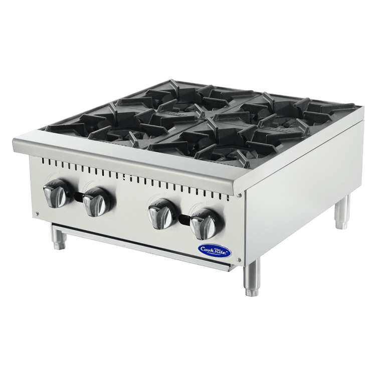 An angled view of CookRite's Heavy Duty 24" Countertop Range (Hot Plates)