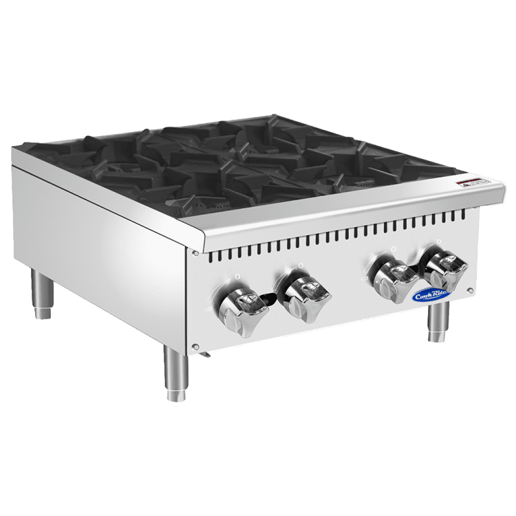 An angled view of CookRite's Heavy Duty 24" Countertop Range (Hot Plates)