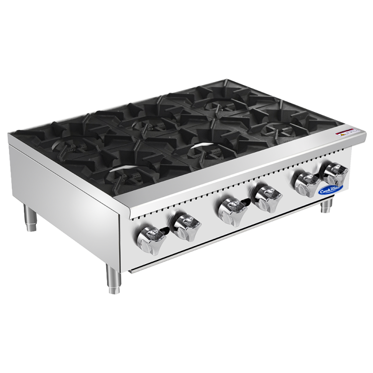 An angled view of CookRite's Heavy Duty 36" Countertop Range (Hot Plates)