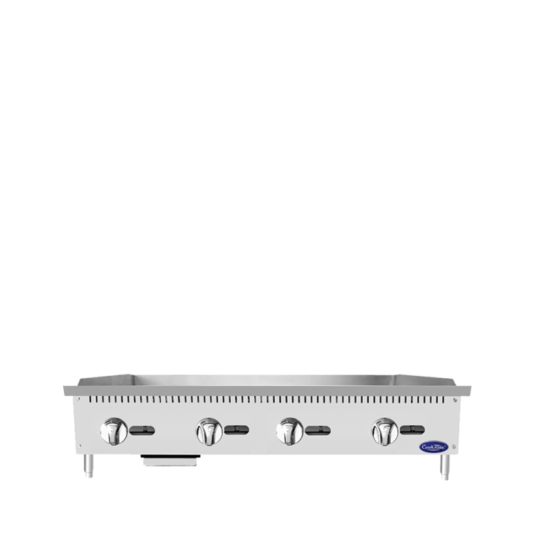 A front view of Cookrite's 48 inch heavy duty manual griddle