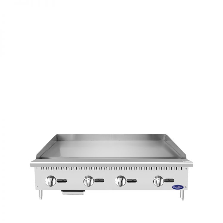 A front view of Cookrite's 48 inch heavy duty manual griddle