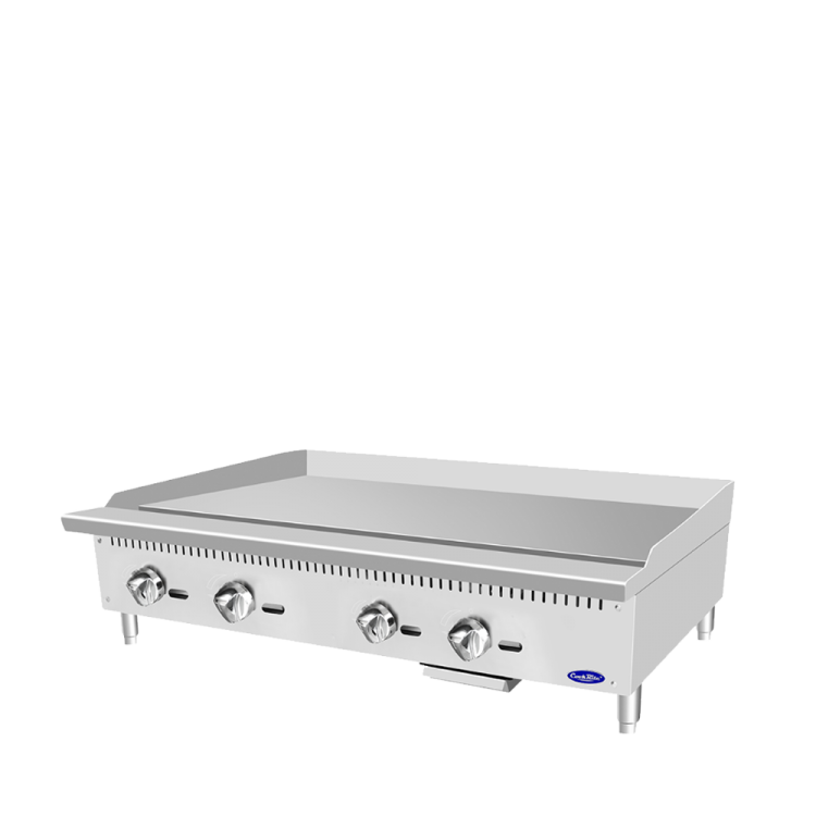 A right side view of Cookrite's 48 inch heavy duty manual griddle