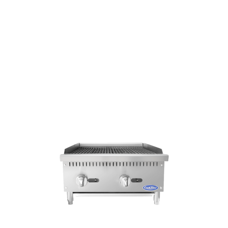 A front view of Cookrite's 24 inch countertop radiant broiler