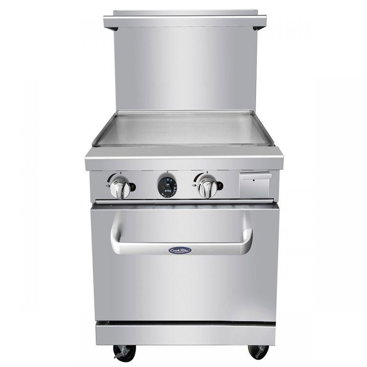 A front view of CookRite's Gas Range with Griddle Tops