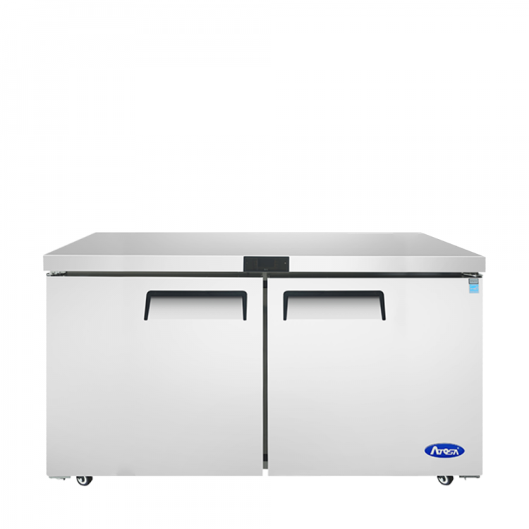 A front view of Atosa's 60" under counter freezer