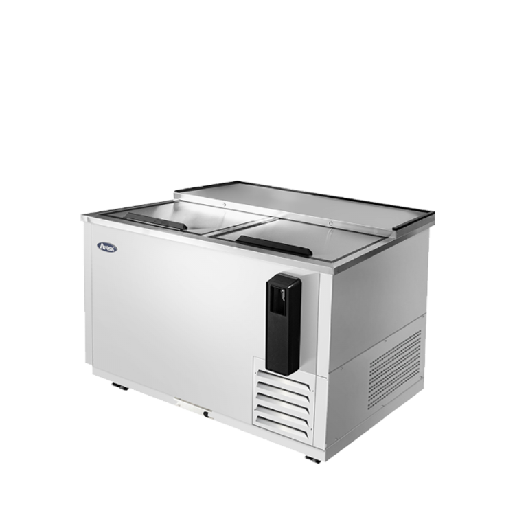 A right side view of Atosa's horizontal bottle cooler