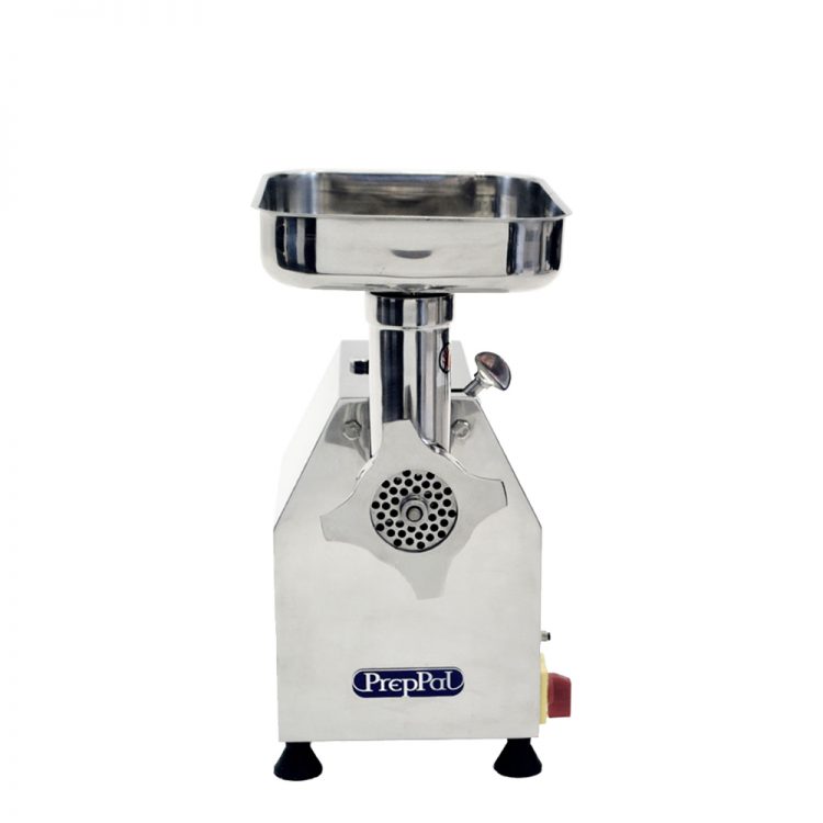 A front view of PrepPal's 1 HP Meat Grinder