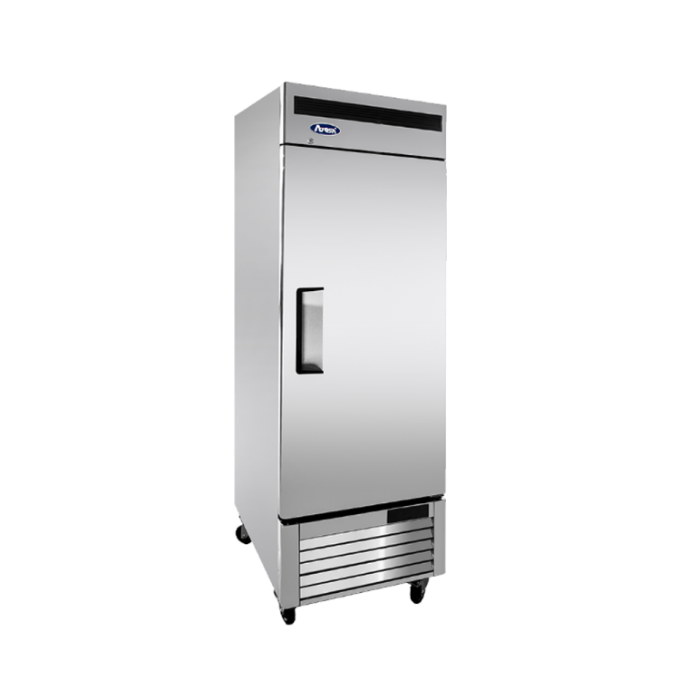 A left side view of Atosa's bottom mount freezer with one door