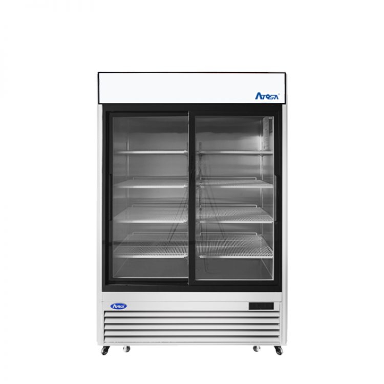 A front view of Atosa's Two (2) Glass Door Merchandiser Cooler