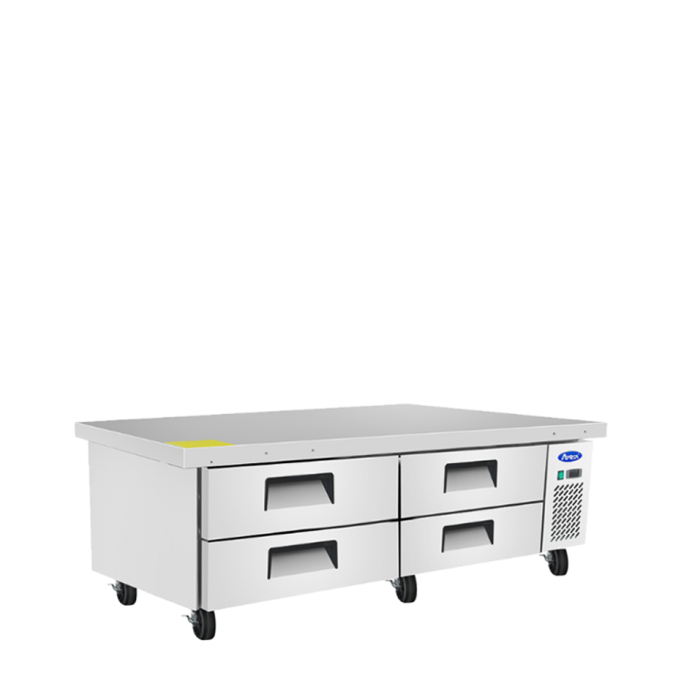 An angled view of Atosa's 72" Refrigerated Chef Base