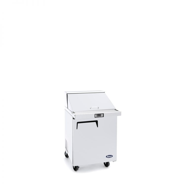 A left side view of Atosa's refrigerated mega top sandwich prep table