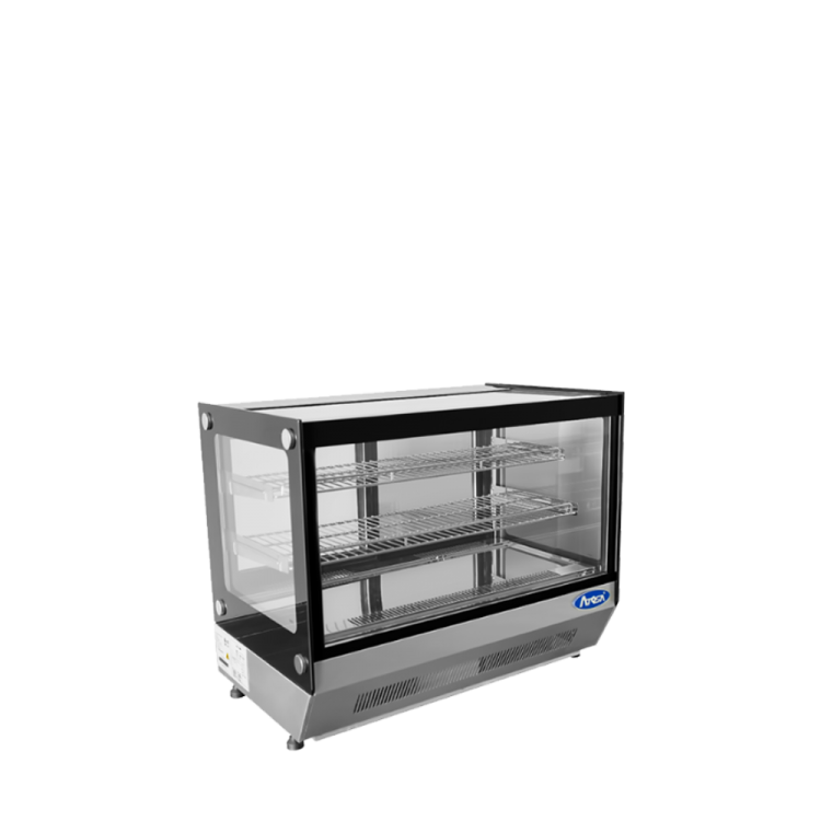 An angled view of Atosa's Countertop Refrigerated Square Display Case (4.2 cu ft)