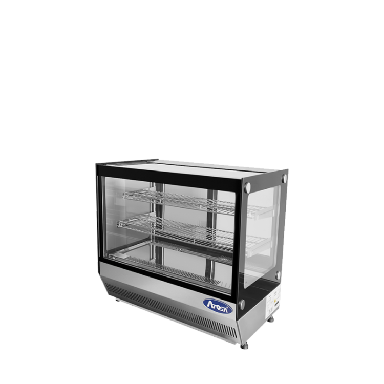 An angled view of Atosa's Countertop Refrigerated Square Display Case (4.2 cu ft)