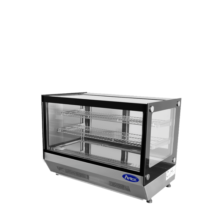 An angled view of Atosa's Countertop Refrigerated Square Display Case (5.6 cu ft)