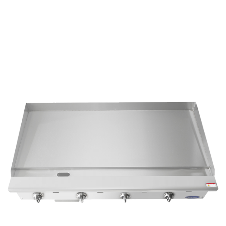 A top view of CookRite's 48" Thermostatic Griddle with 1' Griddle Plate