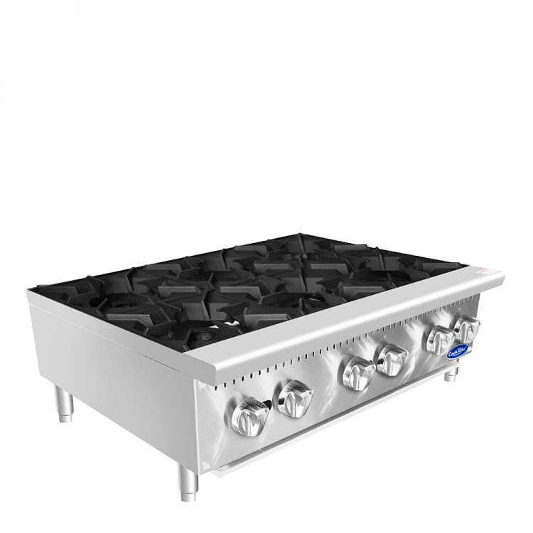 A left side view of CookRite's 6 burner hot plate