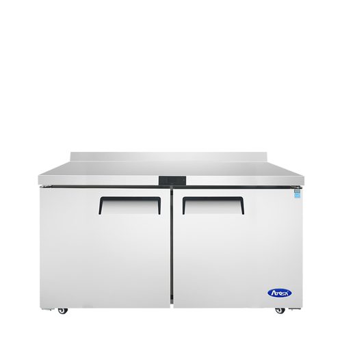 A front view of Atosa's 60" Worktop Refrigerator with Backsplash