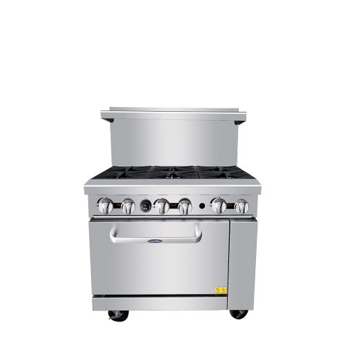 A front view of CookRite's 36" Gas Range with Six (6) Open Burners