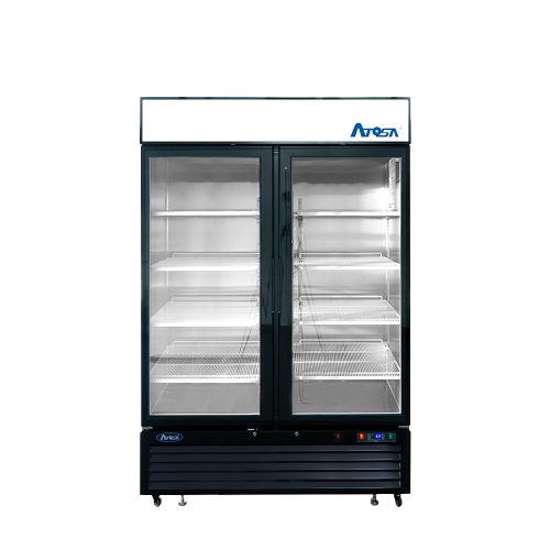 Black Cabinet Two (2) Glass Door Merchandiser Freezer