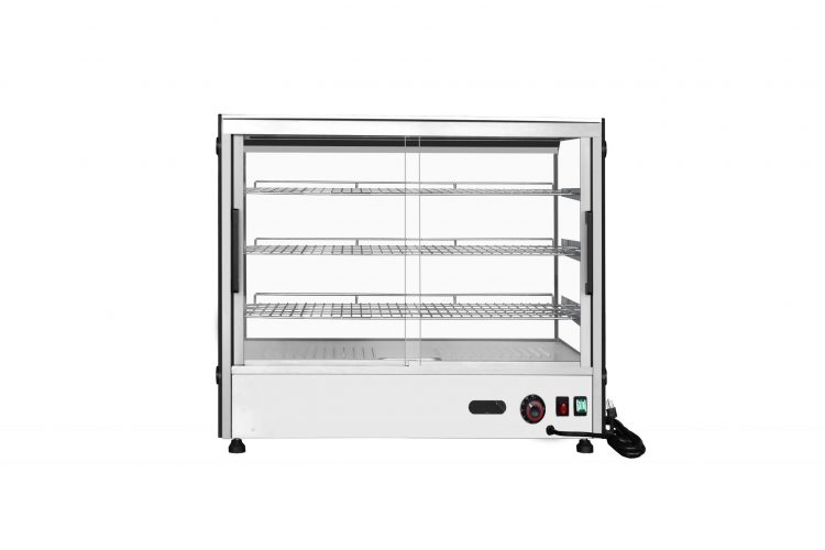 A rear view of CookRite's Countertop Heated Square Display Case (5.3 cu ft)