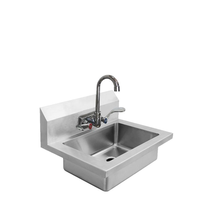 An angled view of 18" Hand Sink with Wrist Blade Handles