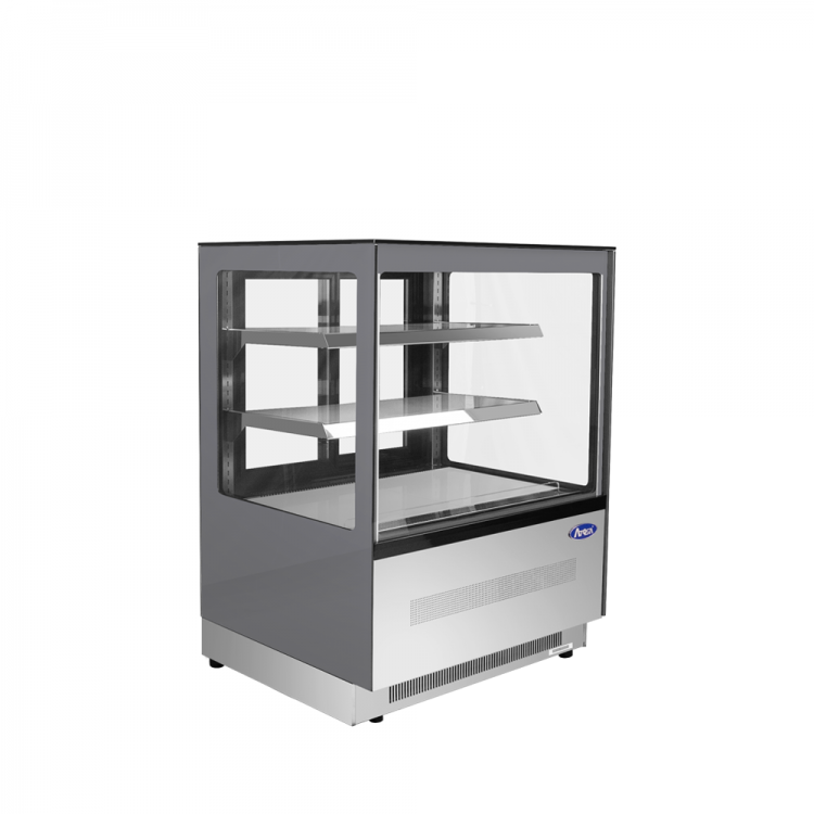 A side view of Atosa's Floor Model Refrigerated Square Display Cases